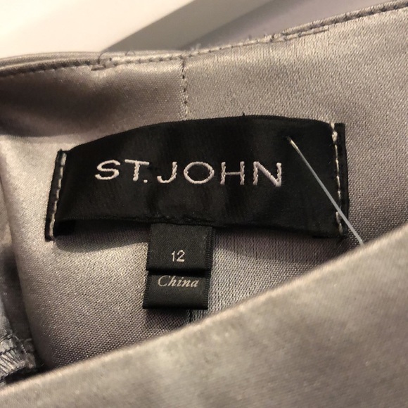 St. John Grey Liquid Satin Trousers - Picture 9 of 10